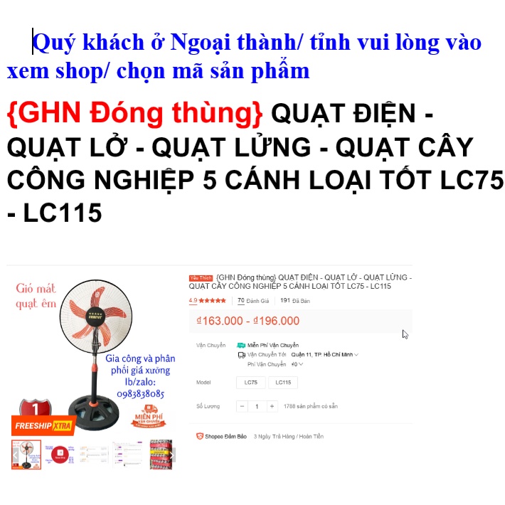 {NOW 1h} QUẠT ĐỨNG LỬNG CÔNG NGHIỆP 5 CÁNH LOẠI TỐT  L75 - L115