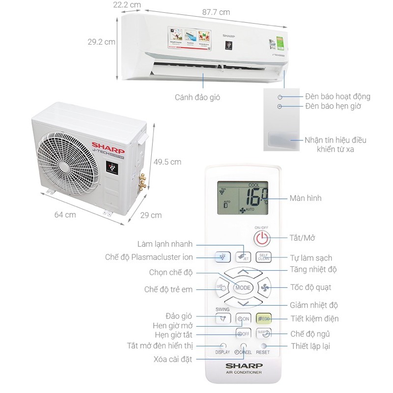 Máy lạnh Sharp Inverter 1 HP AH-XP10WMW