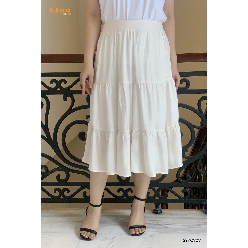 Chân váy dáng dài chất đũi BIGSIZE (55kg đến 95kg) - 22YCV07 - BU Bigsize Young