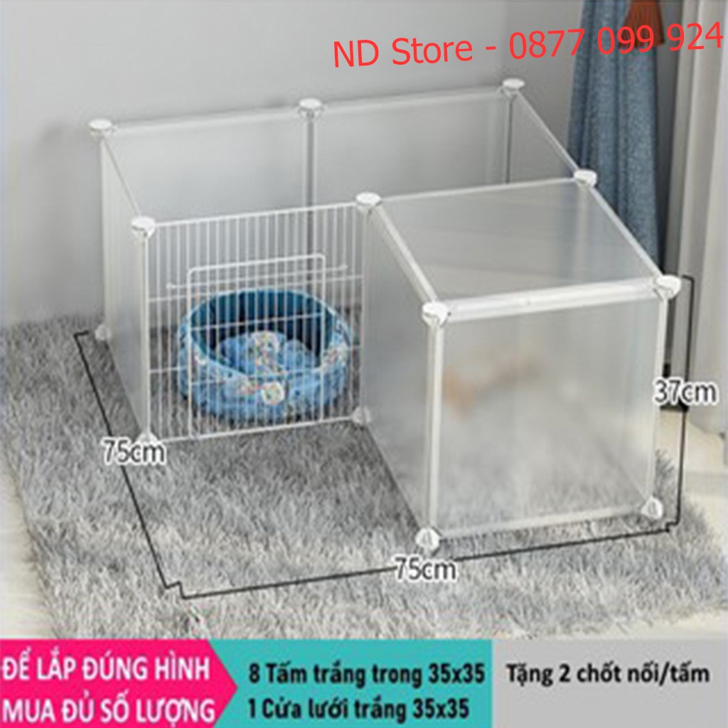 Quây Chuồng Mèo, Lồng Mèo Bằng Tấm Ghép Lưới Sắt, Tấm Nhựa Trong Suốt KT 45x35, 35x35cm [TẶNG CHỐT] [BÁN THEO TẤM]