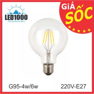 Bóng Đèn Led trang trí Edison – Bóng đèn G95 4w Vintage giả sợi đốt - Bảo Hành 06 Tháng Của LTP Lighting