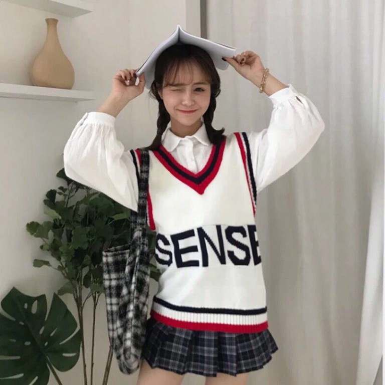 Gile Len Nữ Ulzzang Thời Trang, Áo Gile Len Chữ Sense Kiểu Hàn Dáng Vừa Khoác Len Dày Tabao | BigBuy360 - bigbuy360.vn