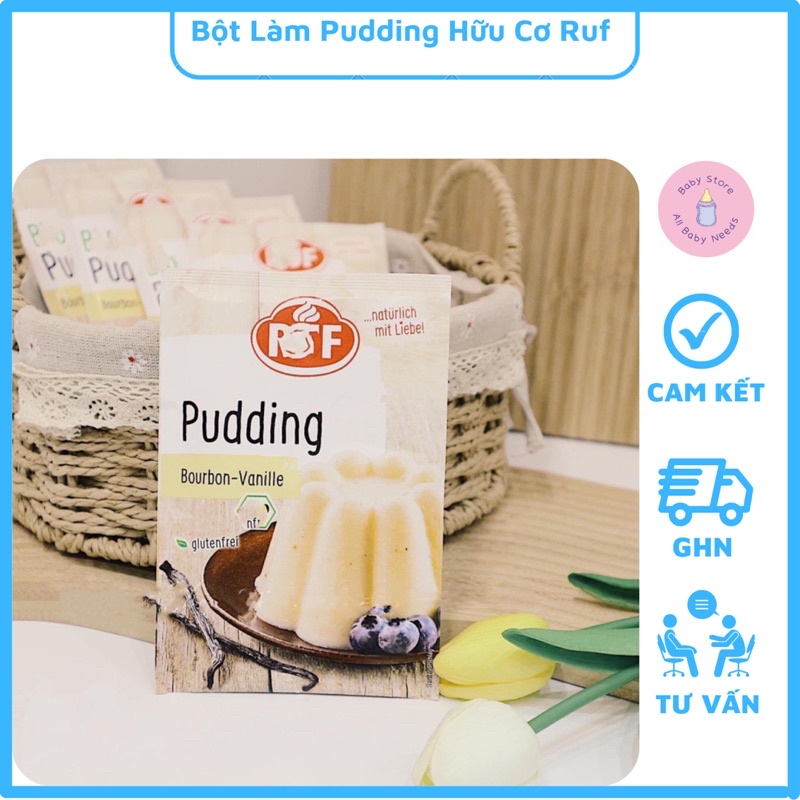 Bột Pudding Hữu Cơ Ruf Đức 40g Vị Vani Mẫu Mới Date 2/2024