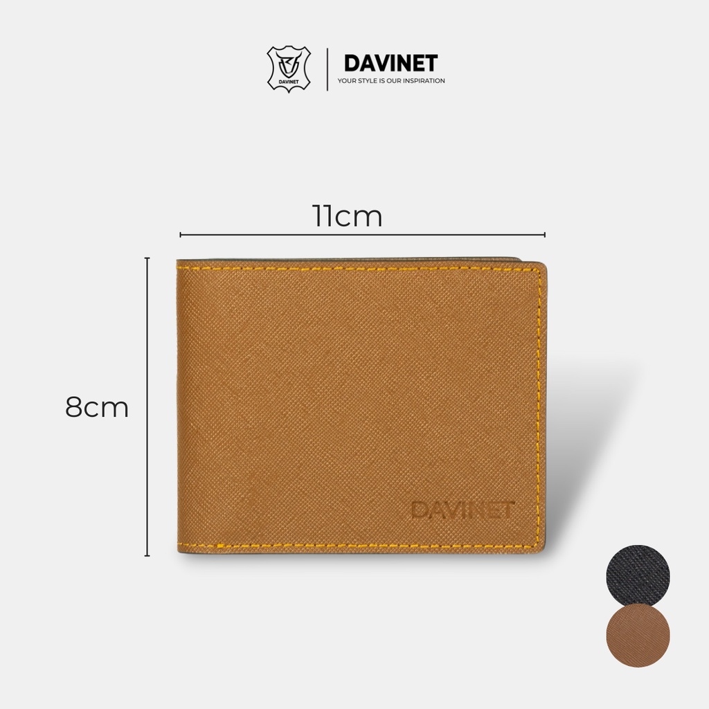 Ví Da Bò Nam Saffiano DAVINET Vm21-04 Chống Nước Sang Trọng Hàng Đẹp,Bảo Hành 5 Năm