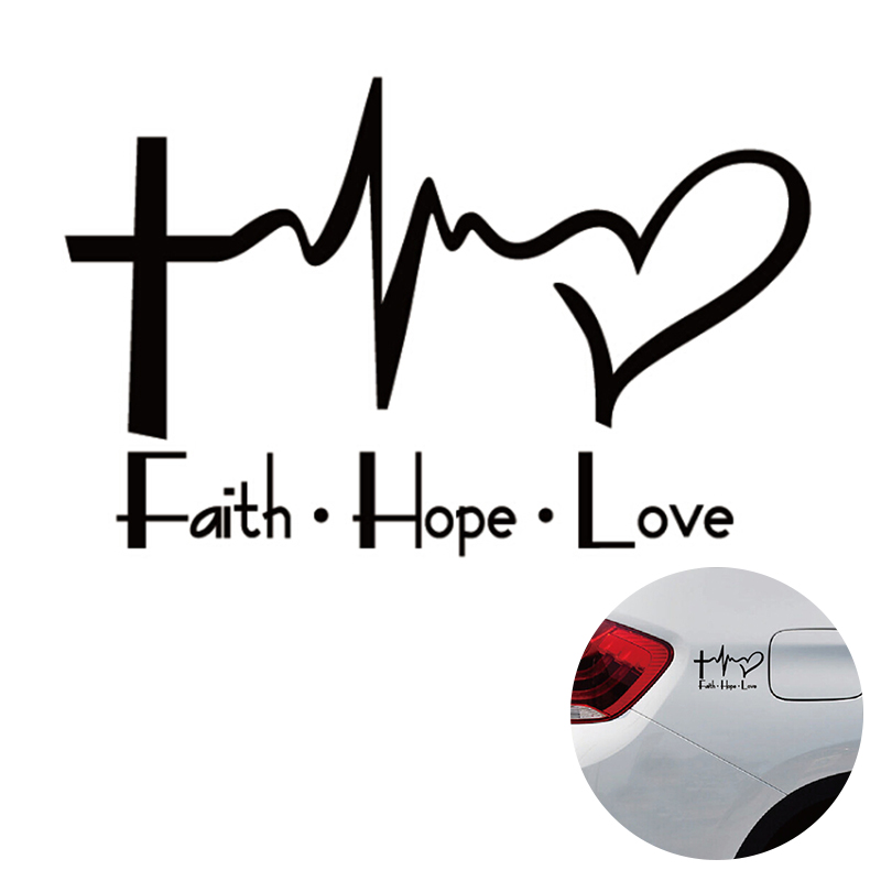 Sticker Dán Họa Tiết Chữ &quot;Faith Hope Love&quot; Cho Xe Ô-Tô