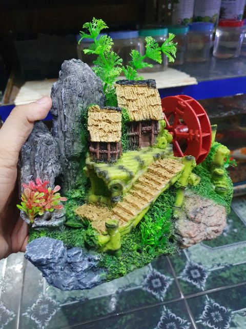 CẢNH NÚI BÁNH QUAY TRANG TRÍ HỒ CÁ NON BỘ 22x11x15cm