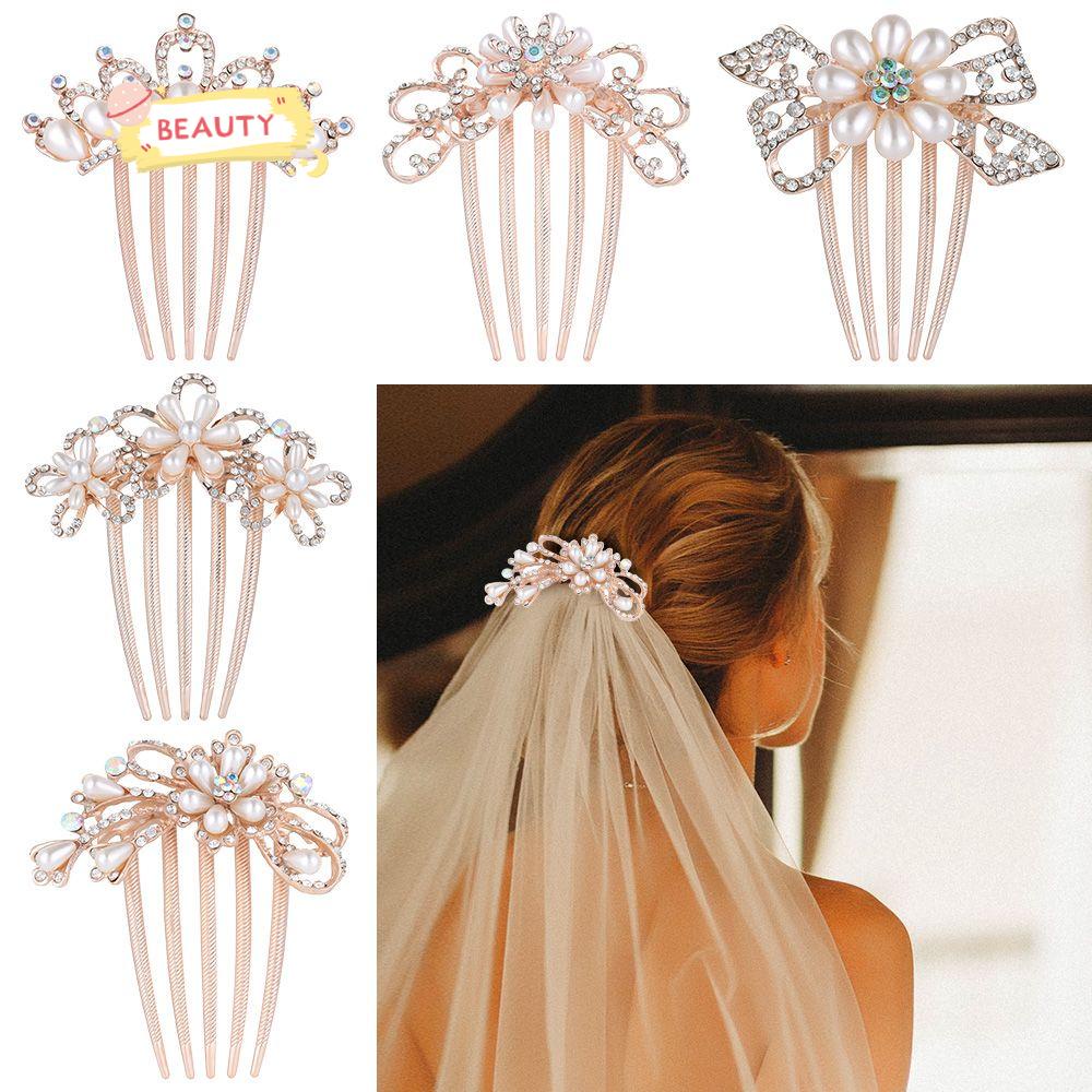 Lược Cài Tóc Cô Dâu Đính Hoa Lá Sang Trọng|Đồ Trang Trí Tóc