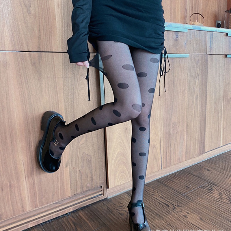 Xiangbao Quần Tất Mỏng Họa Tiết Chấm Bi Cỡ Lớn Phong Cách Lolita Gợi Cảm Cho Nữ