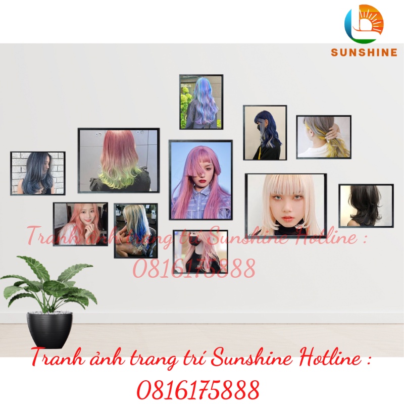 Hình tóc treo tường tranh mẫu tóc nữ  dán tường salon tóc decor trang trí salon tóc  Bộ 11 Tranh Sunshine b11t