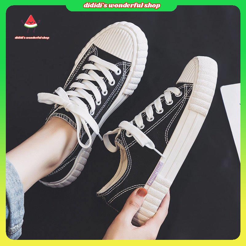 Giày Lười Vải Canvas Màu Đen Trẻ Trung Phong Cách Hàn Quốc Cho Học Sinh