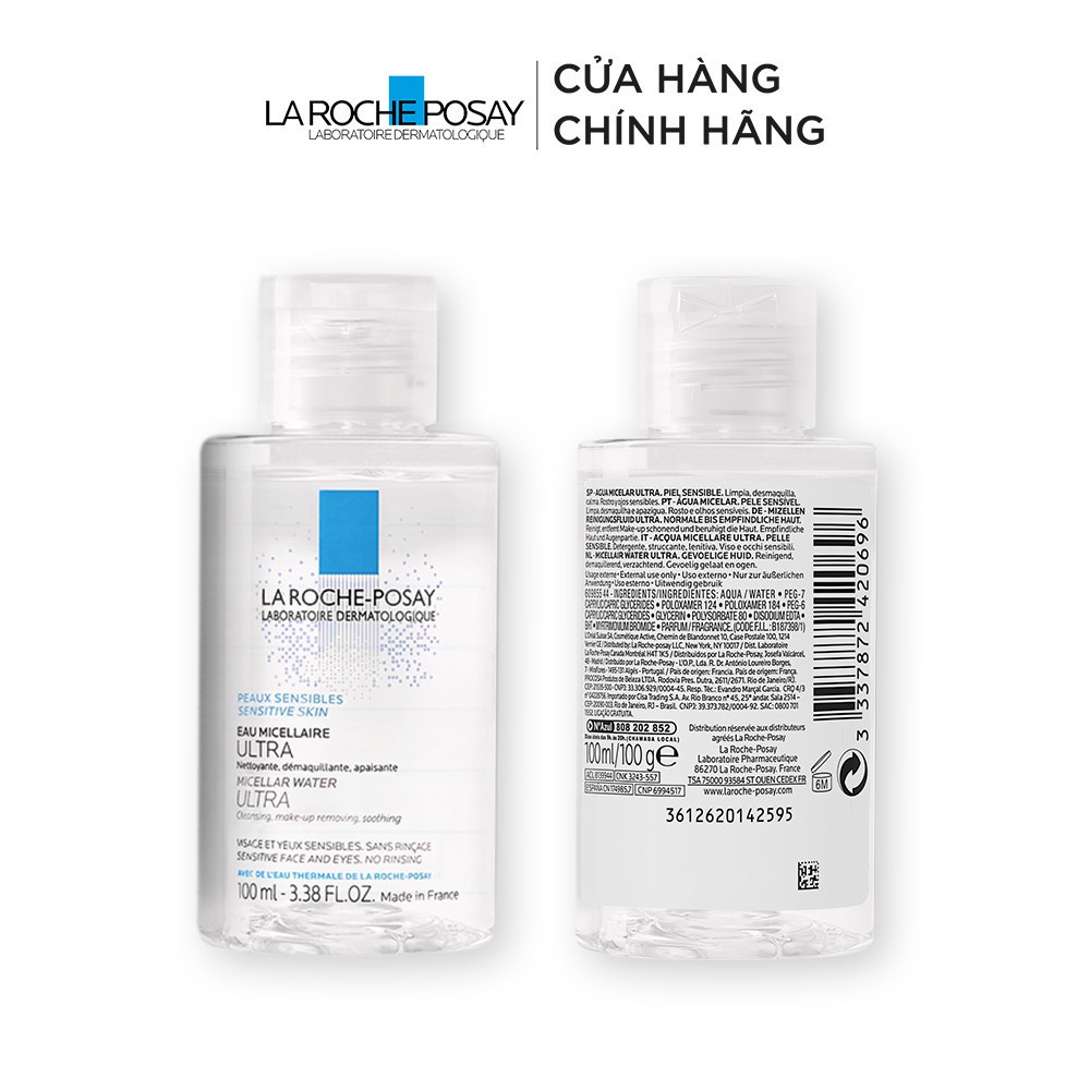 Nước tẩy trang và làm sạch sâu cho da nhạy cảm La Roche-Posay Micellar Water Ultra Sensitive Skin 100ml