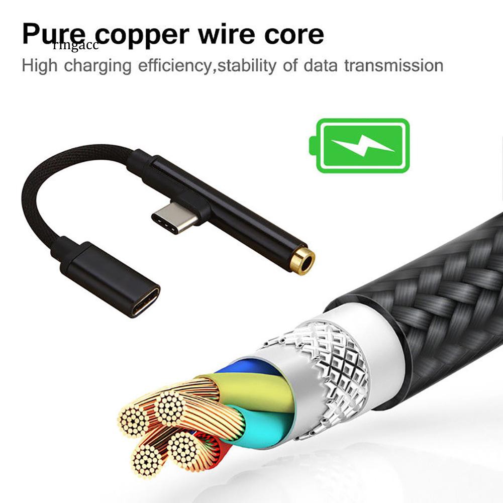 Cáp chuyển USB Type-C sang jack 3.5mm thiết kế 2 trong 1 hỗ trợ vừa sạc vừa nghe nhạc