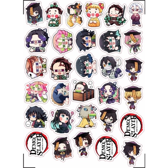 Sticker kimetsu no yaiba 30-60 cái ép lụa/hình dán anime kimetsu no yaiba