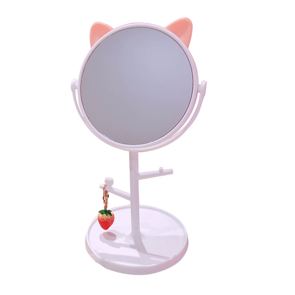 Gương tai mèo  màu hồng xinh xắn decor bàn trang điểm
