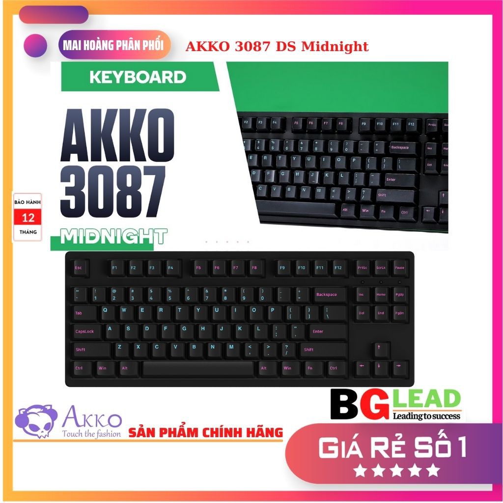 [Chính hãng] Bàn phím cơ AKKO 3087 Midnight R2 Akko switch V2 (Blue/Orange/Pink) - Mai Hoàng phân phối và NH chính hãng