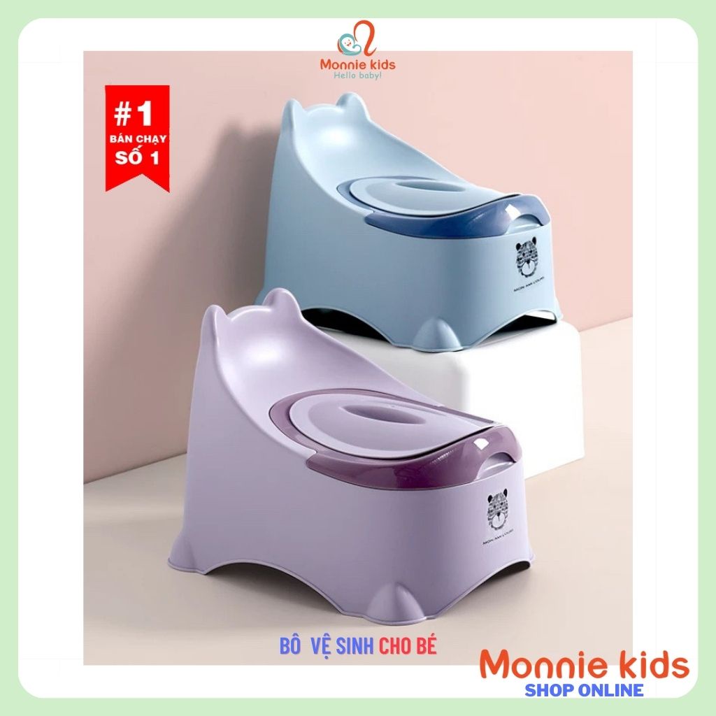 Bô vệ sinh tai gấu cho bé, bô ngồi tập đi vệ sinh có tựa lưng cho trẻ - Monnie Kids