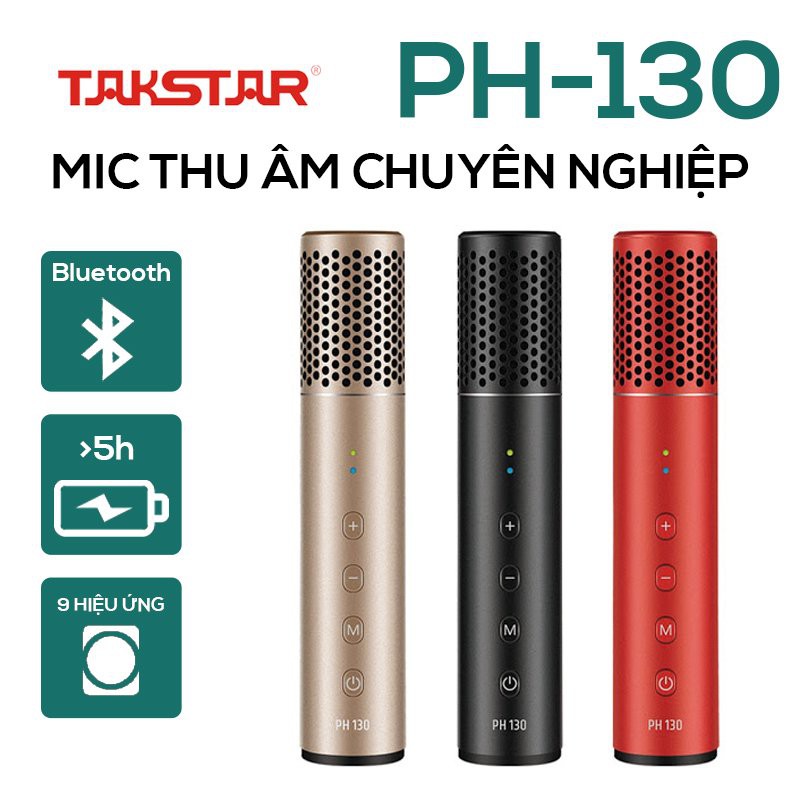 【Chính hãng】Mic thu âm đa năng chuyên nghiệp Takstar PH-130 hát karaoke, livestream, thu âm di động không cần Sound Card