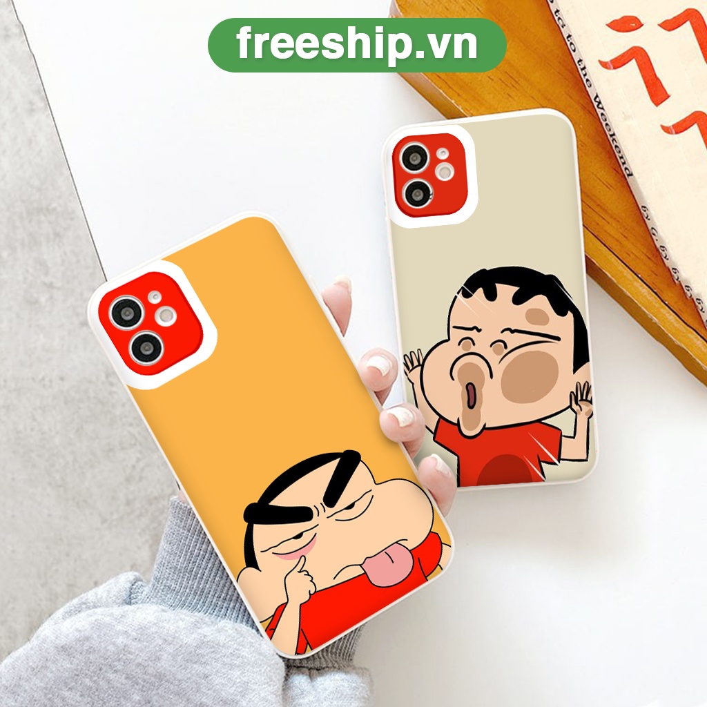 Ốp lưng iphone dẻo vuông hình Shin cậu bé bút chì bựa hoạt hình ốp điện thoại kute cho 13 12 11 Pro MAX XS XR  7 8 6plus