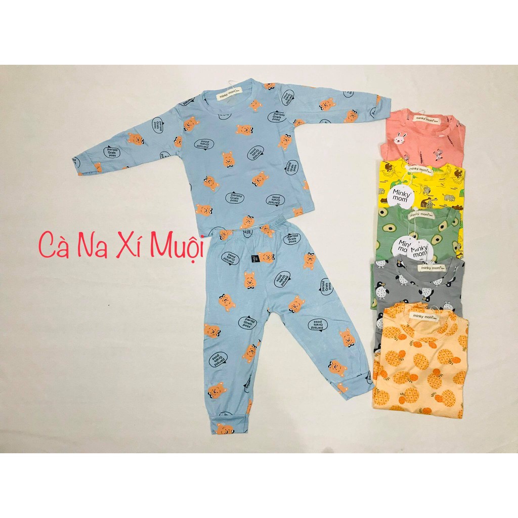 Bộ Minky Mom 𝑭𝑹𝑬𝑬𝑺𝑯𝑰𝑷[XEM SP TRƯỚC KHI THANH TOÁN]Bộ Thu Đông Dài Tay Họa Tiết Trái Cây Dể Thương Cho Bé