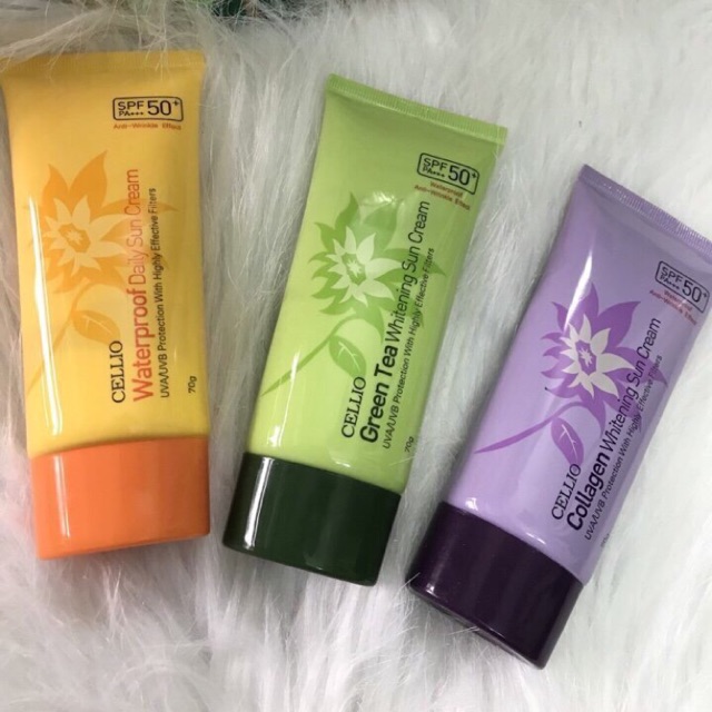 KEM CHỐNG NẮNG CELLIO GREEN TEA WHITENING SUN CREAM  SPF50+ PA+++