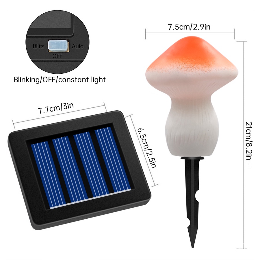 Đèn Trang Trí Lối Đi Sân Vườn Hình Nấm Dễ Thương Chống Thấm Nước Sử Dụng Năng Lượng Mặt Trời