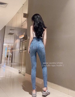 Quần jeans ôm cạp cao đính ngọc