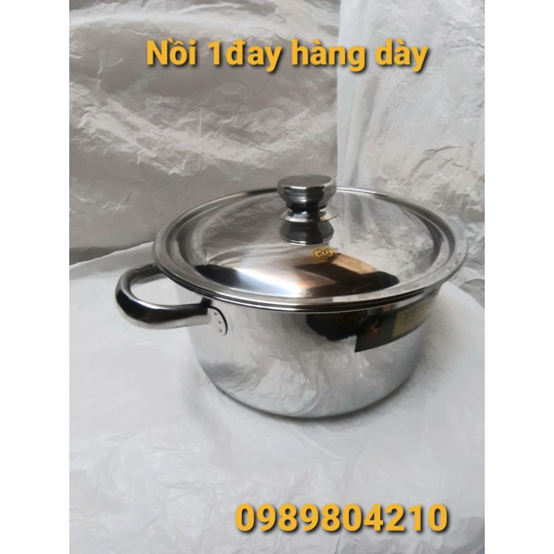 Nồi inox đun bếp từ size 26,nồi 1 đáy 3 đáy nắp kính nắp inox,Nồi inox bếp từ size 26 Vietcook.CAM KẾT CHÍNH HÃNG