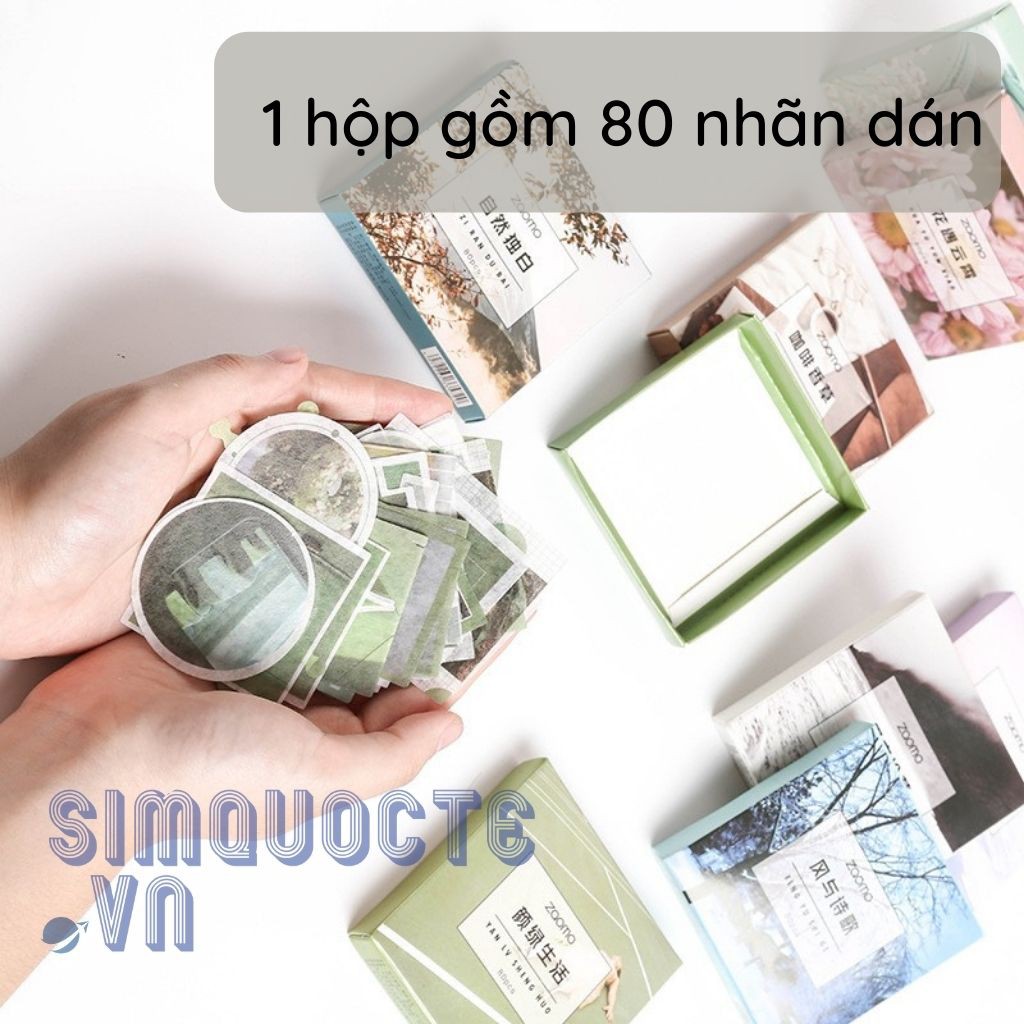 [80 Miếng] Sticker dán nhãn phong cách Nhật Bản nhiều chủ đề ST01