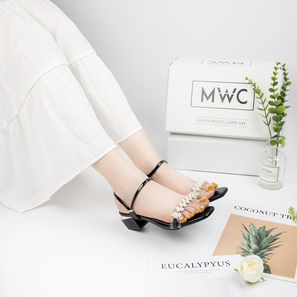 GIÀY CAO GÓT NỮ MWC- GIÀY CAO GÓT SANDAL- CAO GÓT ĐẾ VUÔNG 5CM - CAO GÓT QUAI TRONG SANG TRỌNG NỔI BẬT NUCG-3936