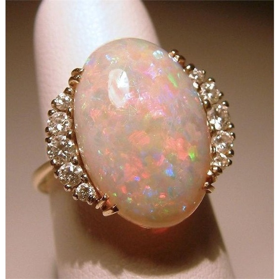 Ximilu⭐ Nhẫn Bạc 925 Đính Đá opal Hồng Đáng Yêu Dễ Thương