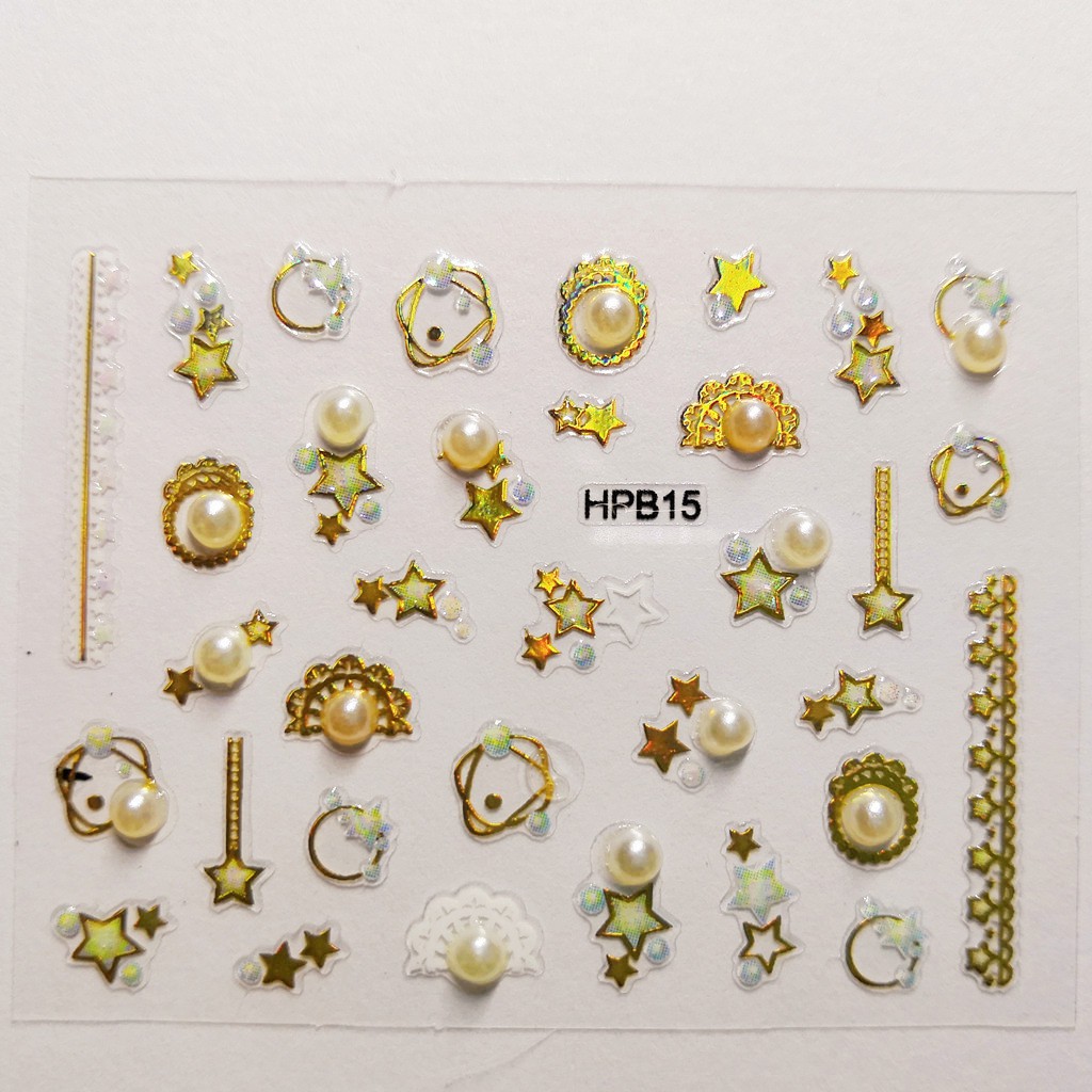 Sticker dán móng tay ngọc trai 3D trang trí cao cấp