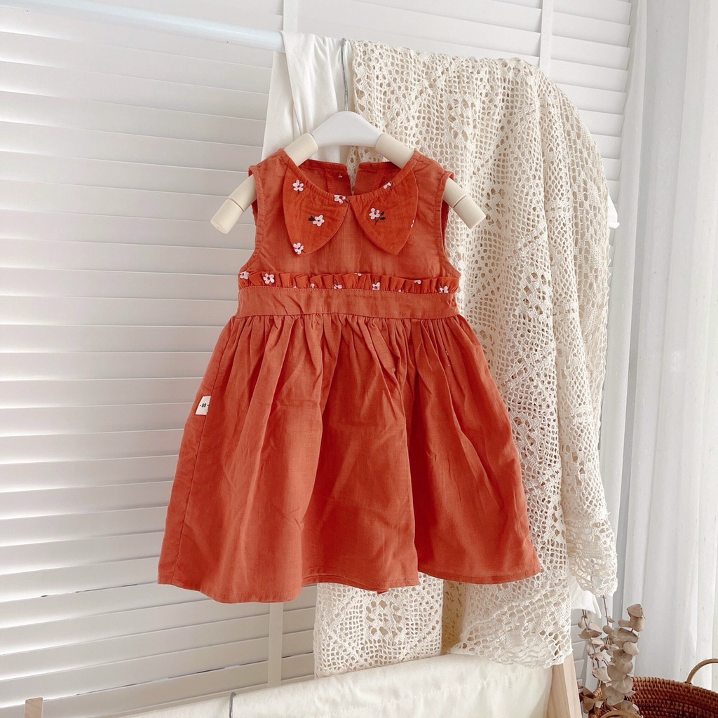 Váy hè sát nách cổ phối tai mèo cho bé 8-21kg (1-6 tuổi)