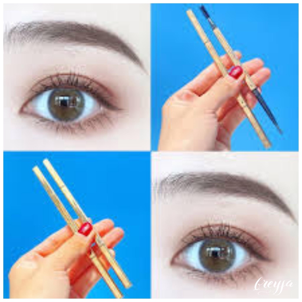 Chì kẻ mày Hanru vỏ mạ vàng, ngòi mảnh, 2 đầu tiện lợi màu tự nhiên chống thấm nước lâu trôi nhiều màu