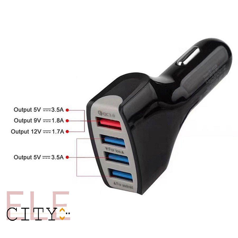 111ele} QC3.0 4-Port USB Quick Charger 4 USB Smart Fast Charging Car Charger Adapter