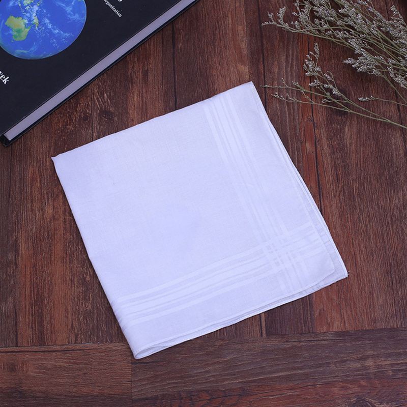 Khăn Tay Cotton Trắng Họa Tiết Kẻ Sọc Cổ Điển 40x40cm