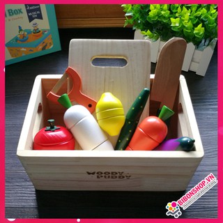 Bộ đồ chơi gỗ cắt hoa quả bằng nam châm - đồ chơi gỗ an toàn cho bé