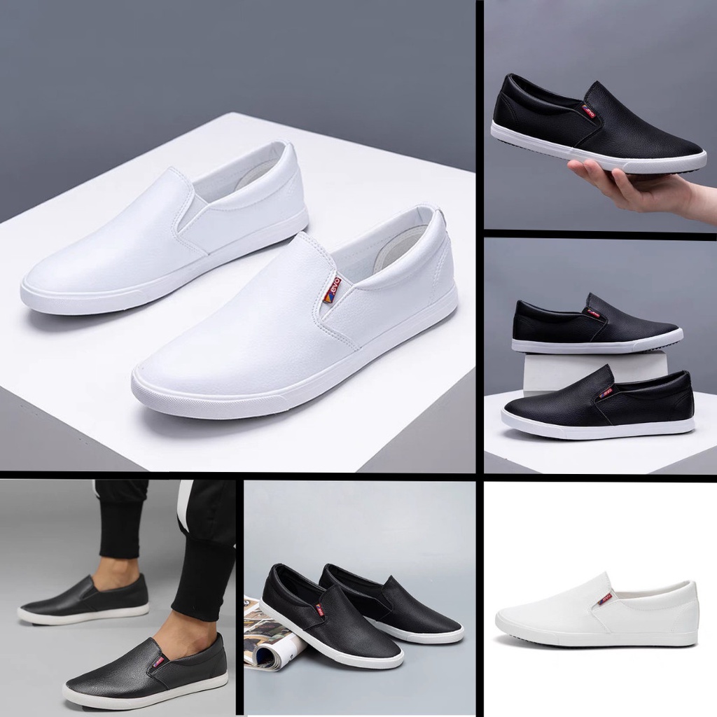 Giày lười nam Đen- trắng cao cấp LF