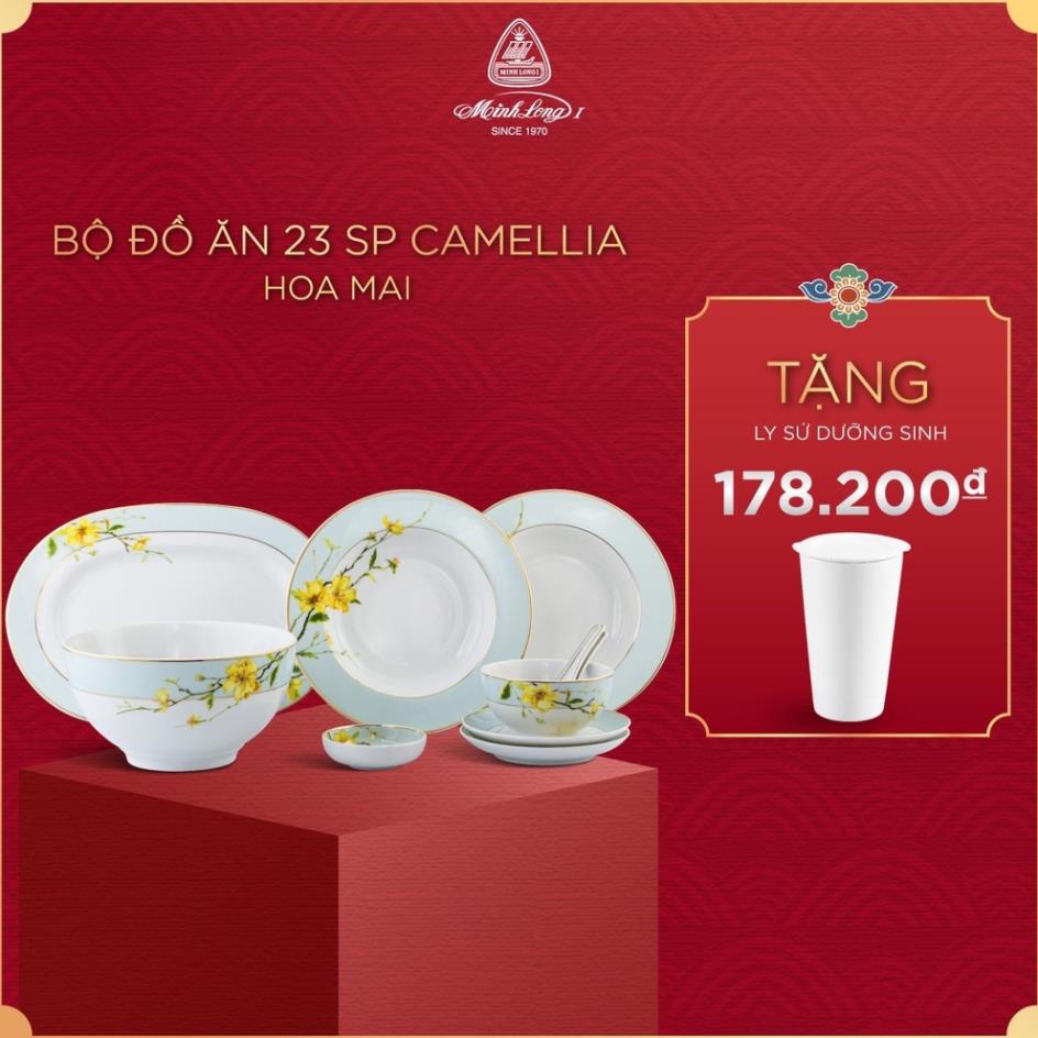 Bộ chén dĩa Minh Long 23 sản phẩm Camellia Hoa Mai