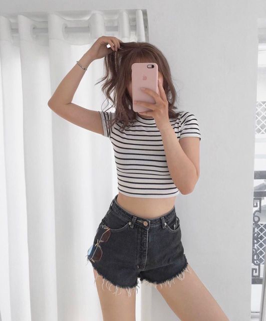 ÁO CROPTOP TAY NGẮN KẺ SỌC ÔM BODY SIÊU TÔN EO | WebRaoVat - webraovat.net.vn