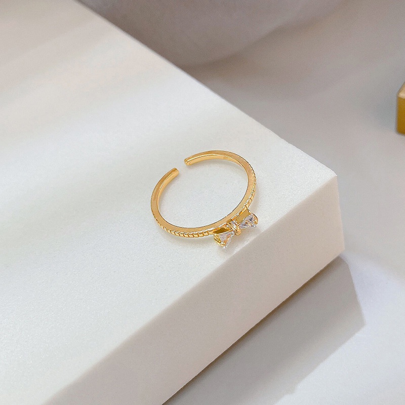 Nhẫn Hở Hình Nơ Bướm Đính Đá Zircon Đơn Giản Thời Trang Hàn Quốc Cho Nữ