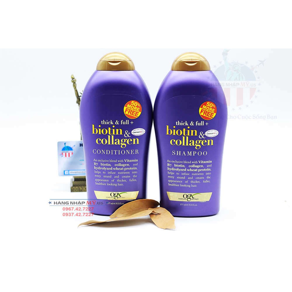Dầu gội xả  Biotin Collagen 𝐌𝐢𝐞̂̃𝐧 𝐏𝐡𝐢́ 𝐒𝐡𝐢𝐩  577ml Ogx USA
