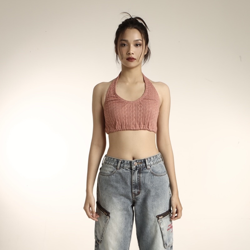 Áo ERRORIST yếm lowback hồng/xanh