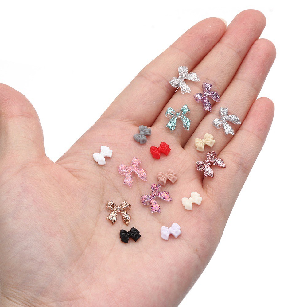Bộ 20 Phụ Kiện Nơ Trang Trí Móng Tay Bằng Nhựa Resin 3D Thời Trang|Phụ Kiện Trang Trí Móng Tay Xinh Xắn