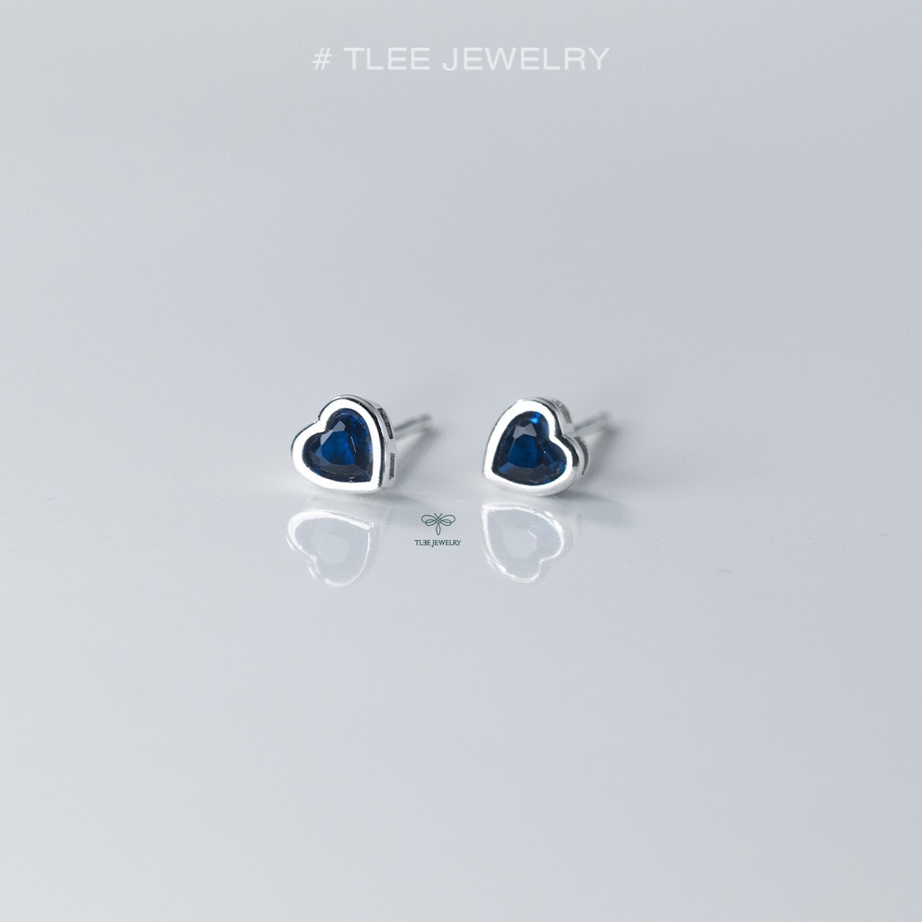 Khuyên tai bạc TLEE ổ đá trái tim TleeJewelry B0330