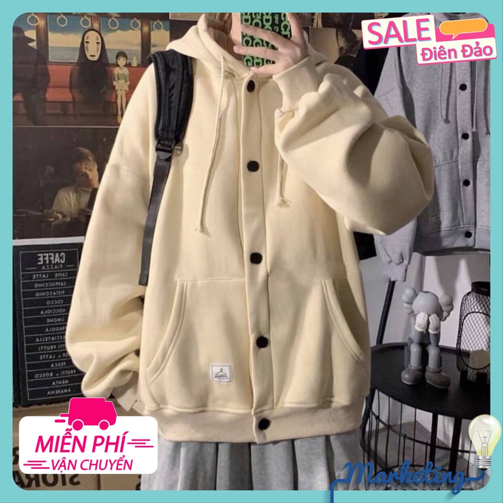 Áo khoác nỉ nam nữ phong cách ovesize siêu đẹp vải dày from rộng NÚT Ulzzang Unisex