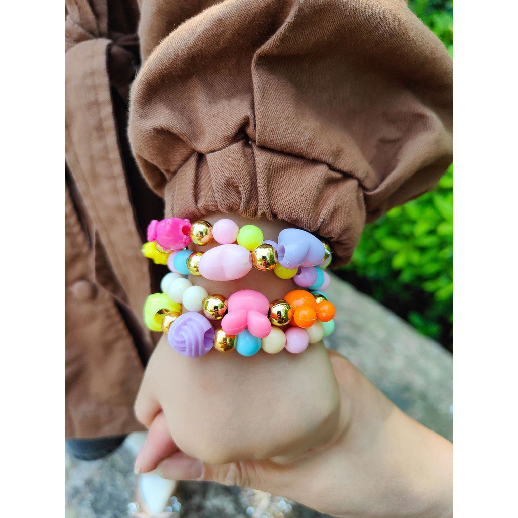 （1 vòng đeo tay）Vòng tay đính hạt nhiều màu sắc phong cách công chúa Hàn Quốc xinh xắn dành cho bé gái