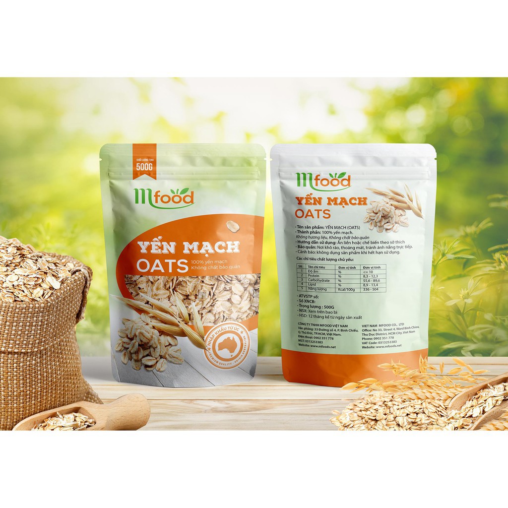 Yến Mạch Cán Mỏng Vỡ Đôi Mfood 500g / Túi