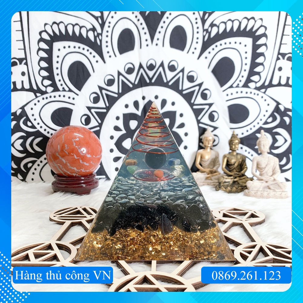 Kim Tự Tháp Năng Lượng Orgonite - Vũ trụ Đá Obsidian
