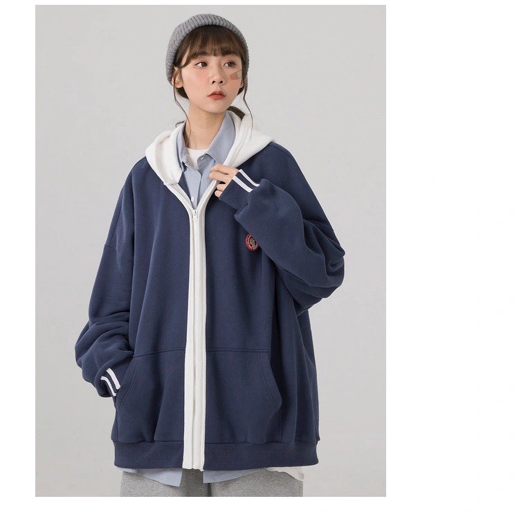 [Có ảnh thật] ÁO KHOÁC NỈ BÔNG CÓ MŨ PHA MÀU G263 | BigBuy360 - bigbuy360.vn