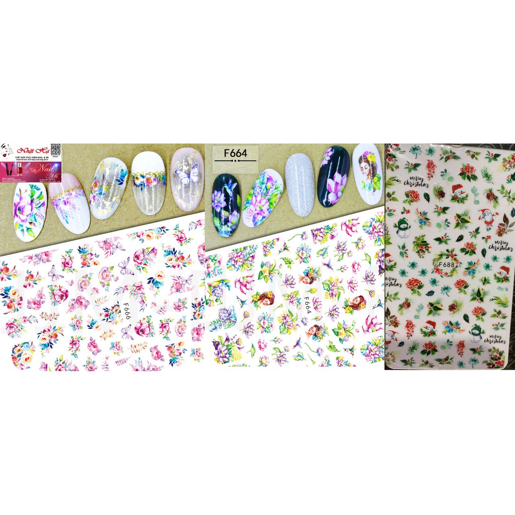 Sticker Hoa Lá Mẫu Mới Đẹp Dán Móng Tay - Lẻ 1 Tấm